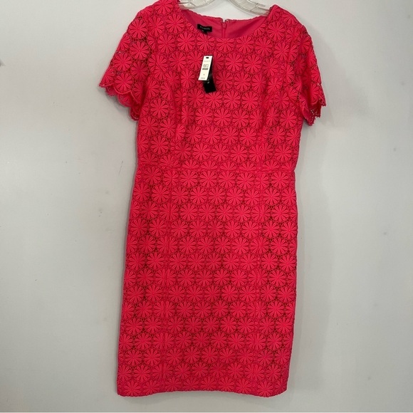 NWT Talbots Pink Midi Floral Lace Fitted Preppy Day Dress Brunch Shower Career - Picture 10 of 15